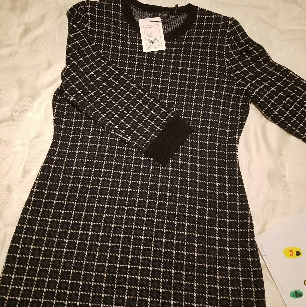 COPY - Theory Lemdrella Windowpane Sweater Dress …